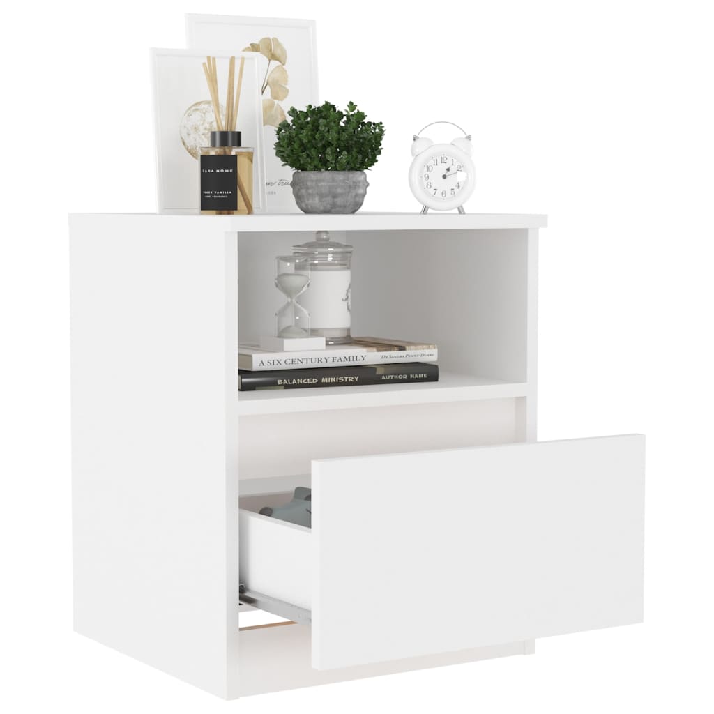 vidaXL Bed Cabinets 2 pcs White 40x40x50 cm Engineered Wood