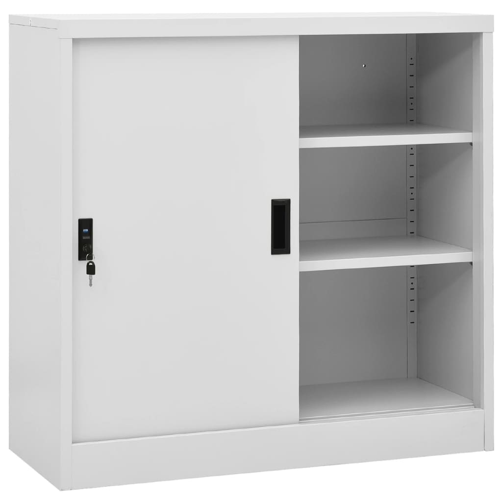 vidaXL Office Cabinet with Sliding Door Light Grey 90x40x90 cm Steel