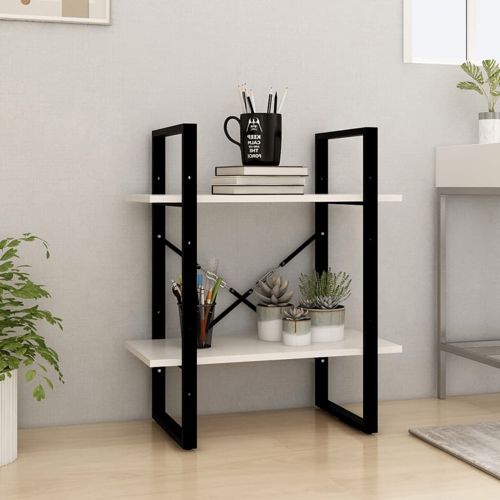 vidaXL 2-Tier Book Cabinet White 60x30x70 cm Solid Pine Wood