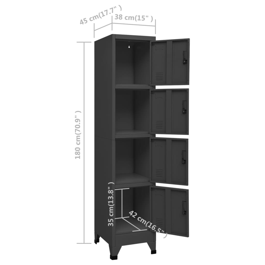 vidaXL Locker Cabinet Anthracite 38x45x180 cm Steel