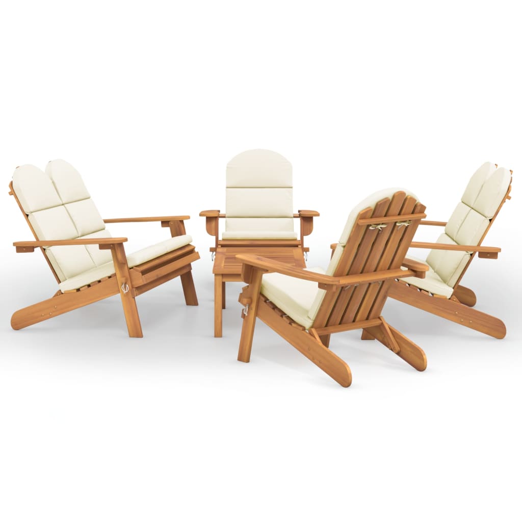 vidaXL 5 Piece Adirondack Garden Lounge Set Solid Wood Acacia