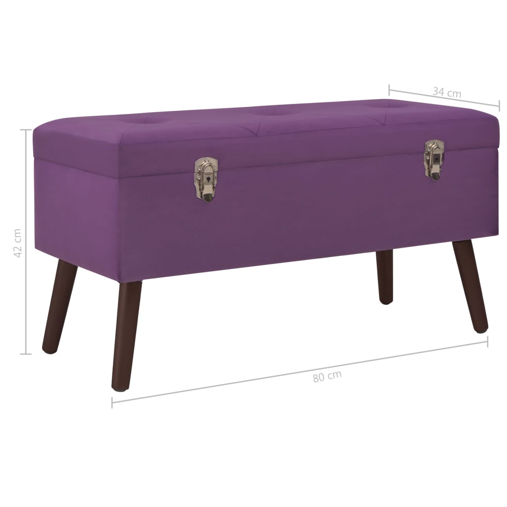 vidaXL Bench with Storage Compartment Purple 80 cm Velvet