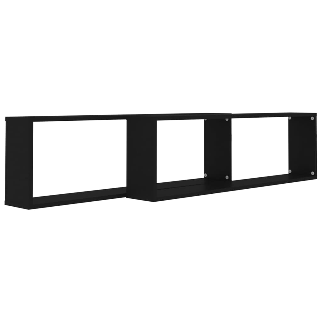 vidaXL Wall Cube Shelf 2 pcs Black 100x15x30 cm Engineered Wood