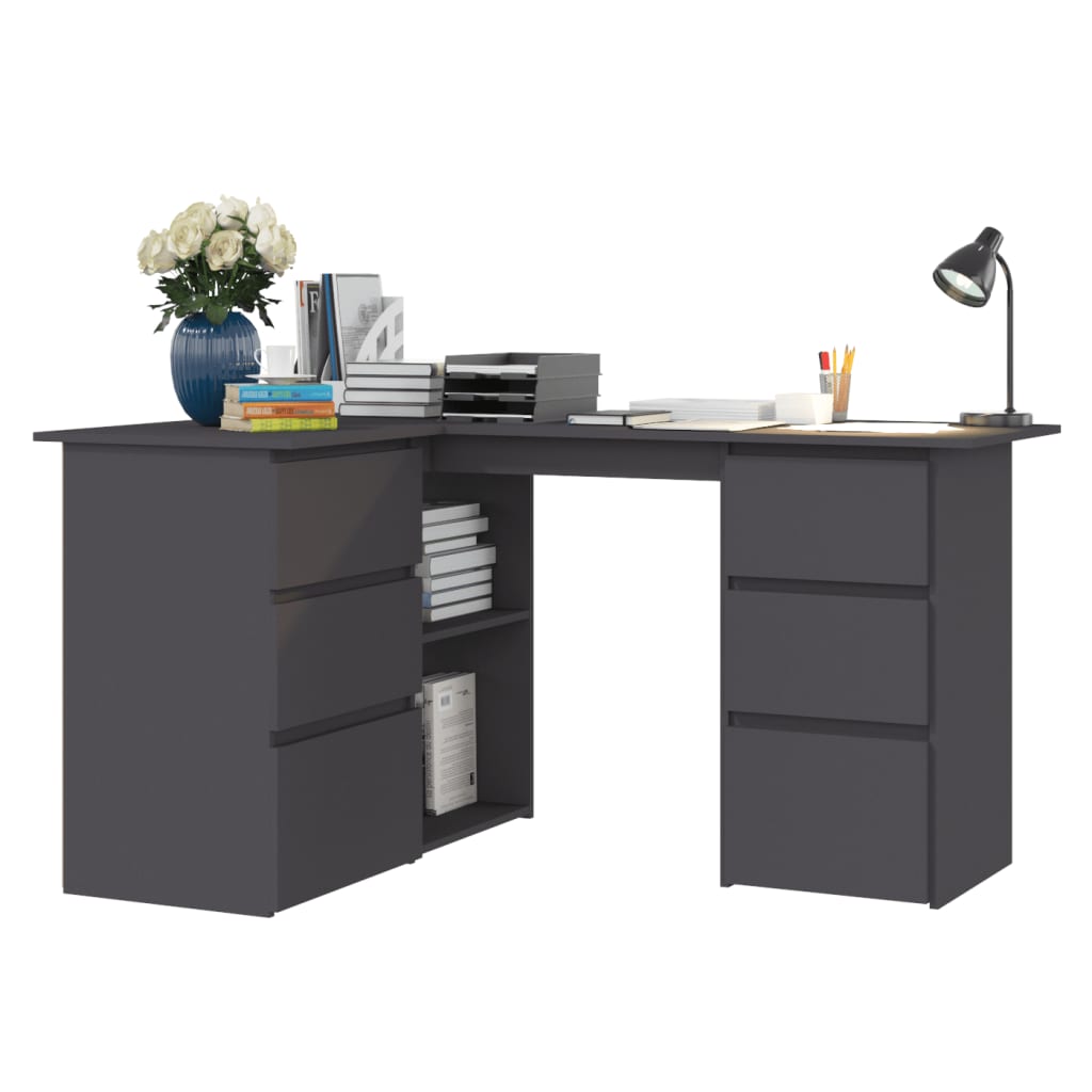 vidaXL Corner Desk Grey 145x100x76 cm Chipboard