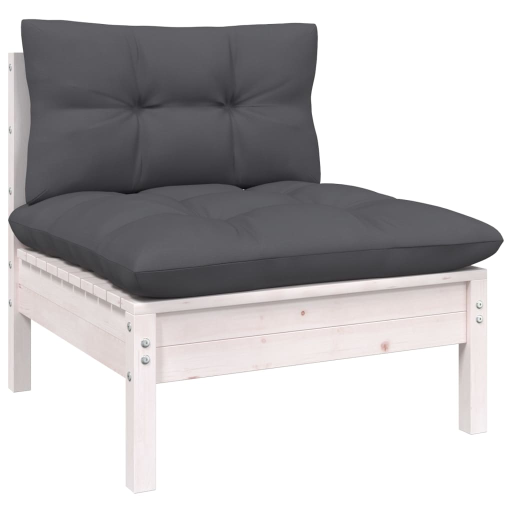 vidaXL 3 Piece Garden Lounge Set with Anthracite Cushions Pinewood