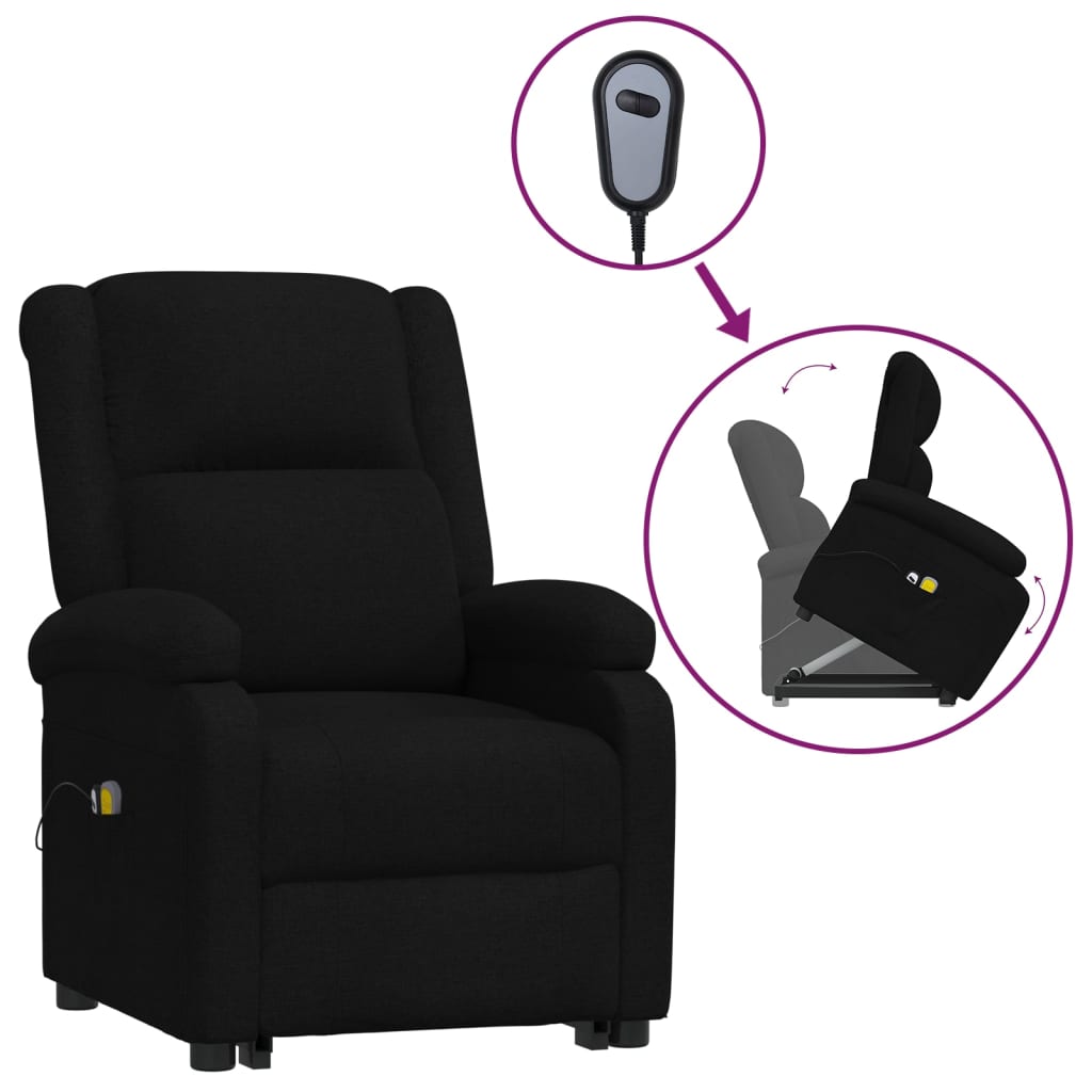 vidaXL Stand up Massage Chair Black Fabric