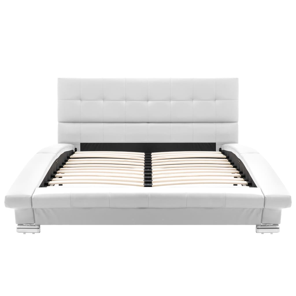 vidaXL Bed Frame White Faux Leather 106x203 cm King Single Size