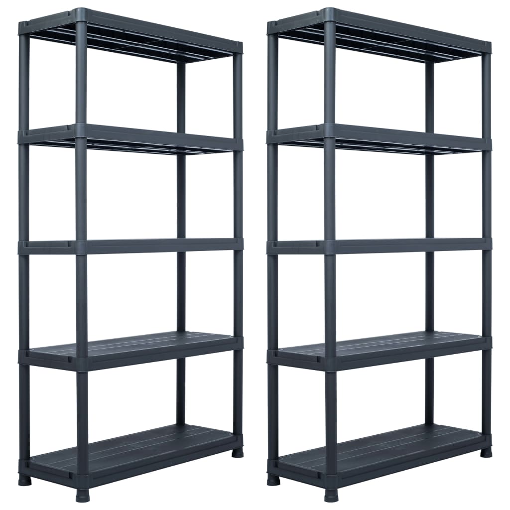 vidaXL Storage Shelf Racks 2 pcs Black 250 kg 80x40x180 cm Plastic