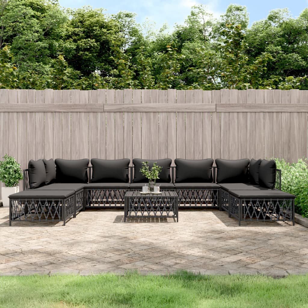 vidaXL 10 Piece Garden Lounge Set with Cushions Anthracite Steel
