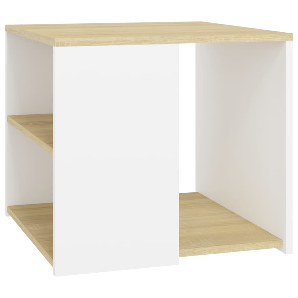 vidaXL Side Table Sonoma Oak and White 50x50x45 cm Engineered Wood