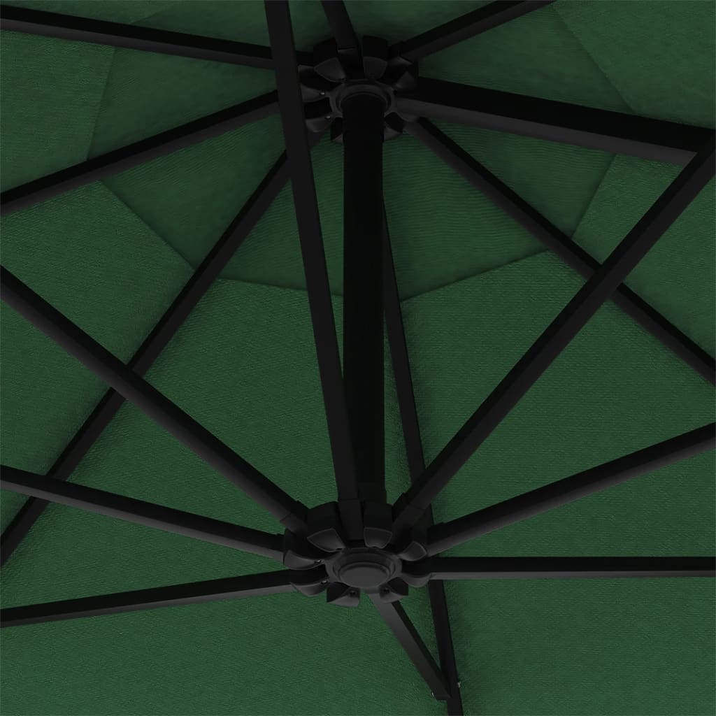 vidaXL Wall-Mounted Parasol with Metal Pole 300 cm Green