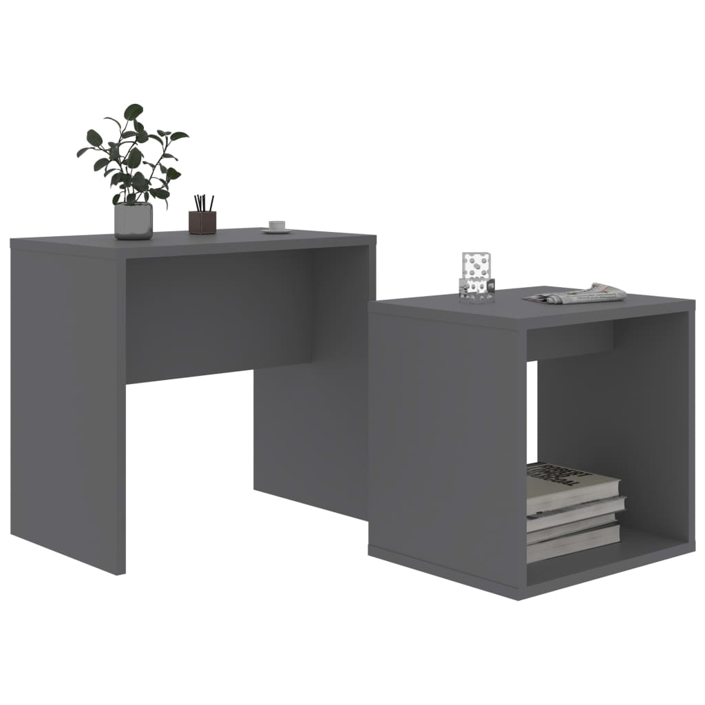 vidaXL Coffee Table Set Grey 48x30x45 cm Engineered Wood