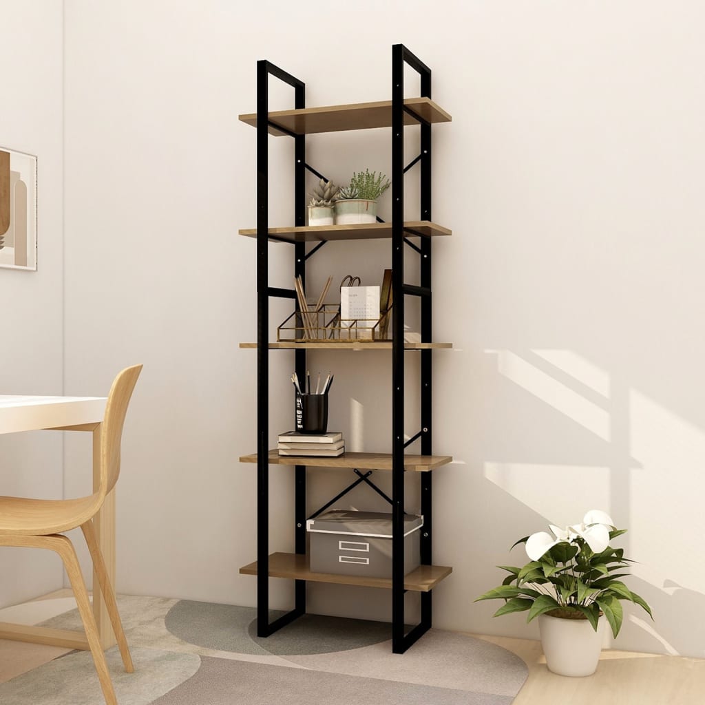 vidaXL 5-Tier Book Cabinet Brown 60x30x175 cm Pinewood