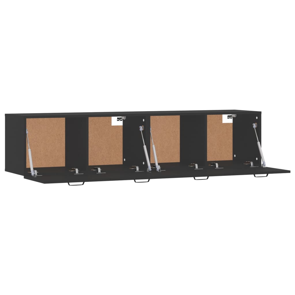 vidaXL Wall Cabinets 2 pcs Black 60x36.5x35 cm Engineered Wood
