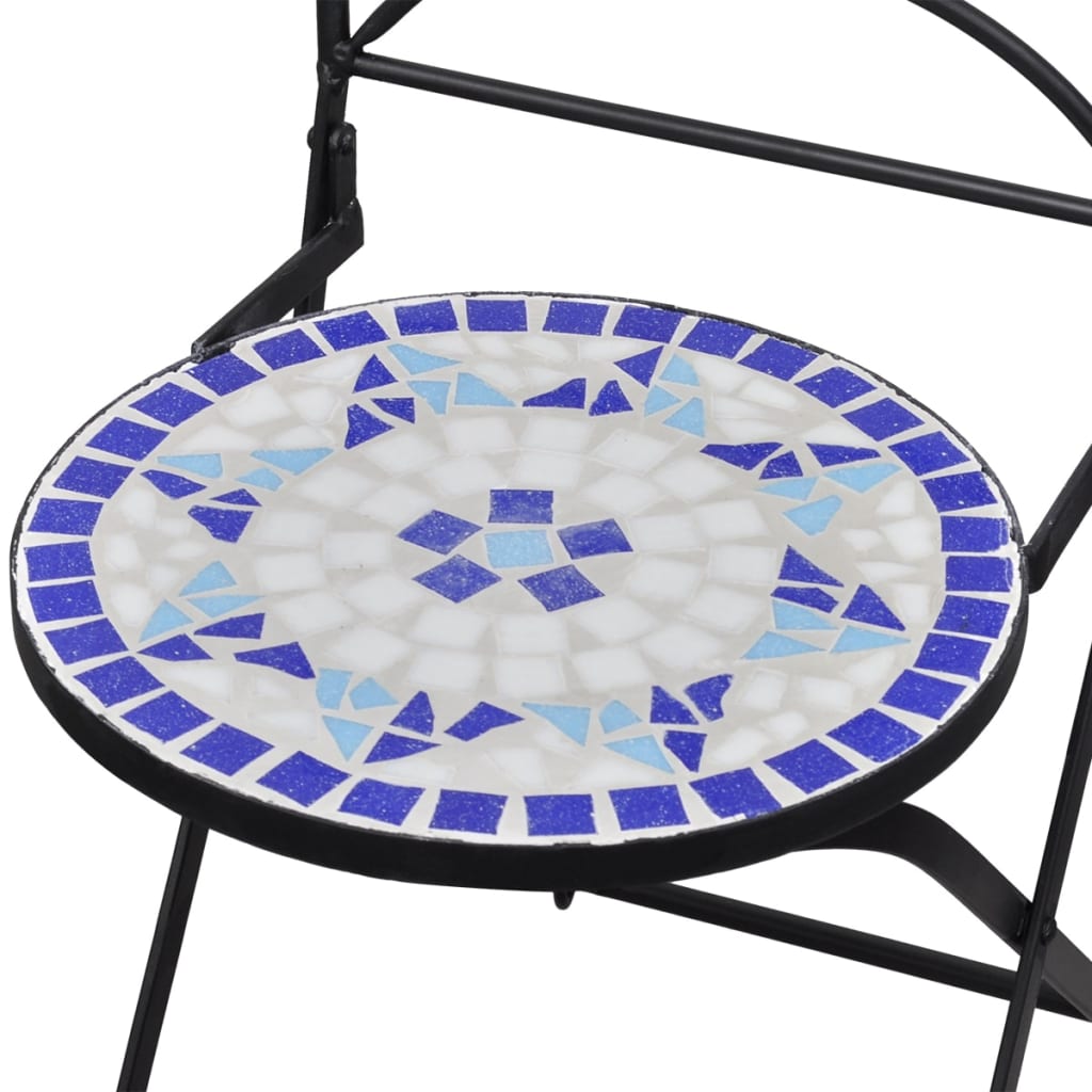 vidaXL 3 Piece Bistro Set Ceramic Tile Blue and White