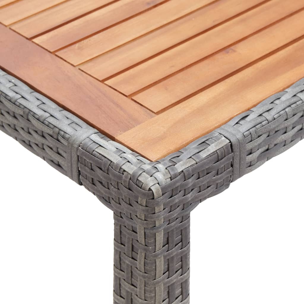 vidaXL Garden Table Grey 190x90x75 cm Poly Rattan and Solid Acacia Wood
