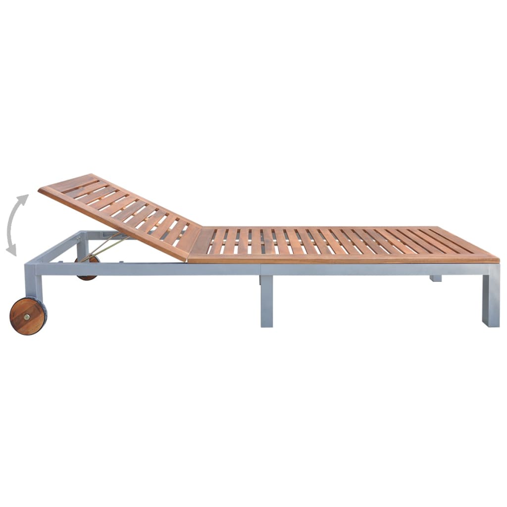 vidaXL Sun Lounger with Cushion Solid Wood Acacia and Galvanised Steel