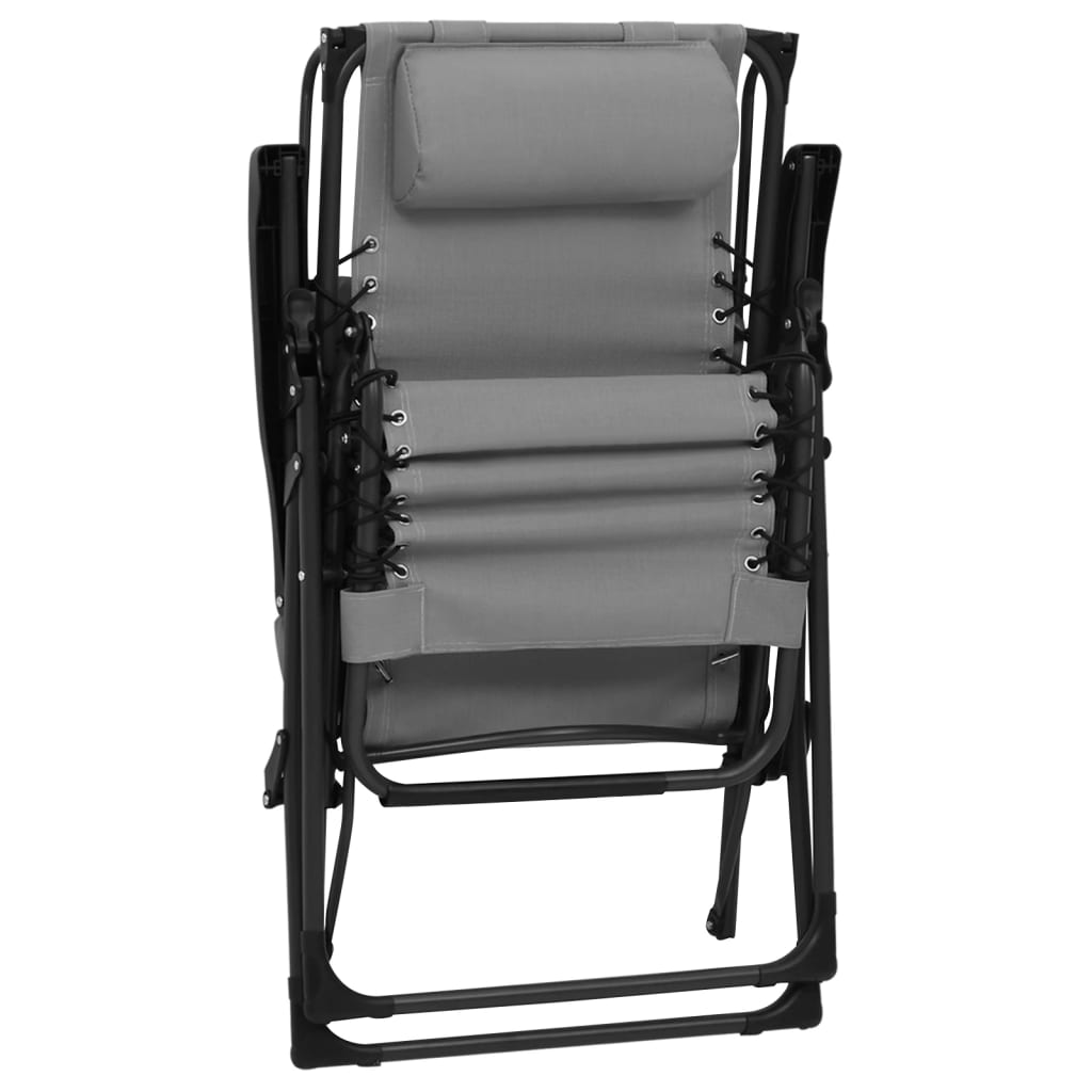 vidaXL Folding Deck Chair Textilene Grey