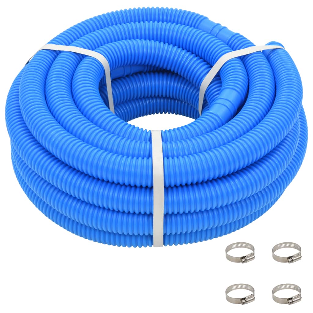 vidaXL Pool Hose with Clamps Blue 38 mm12 m