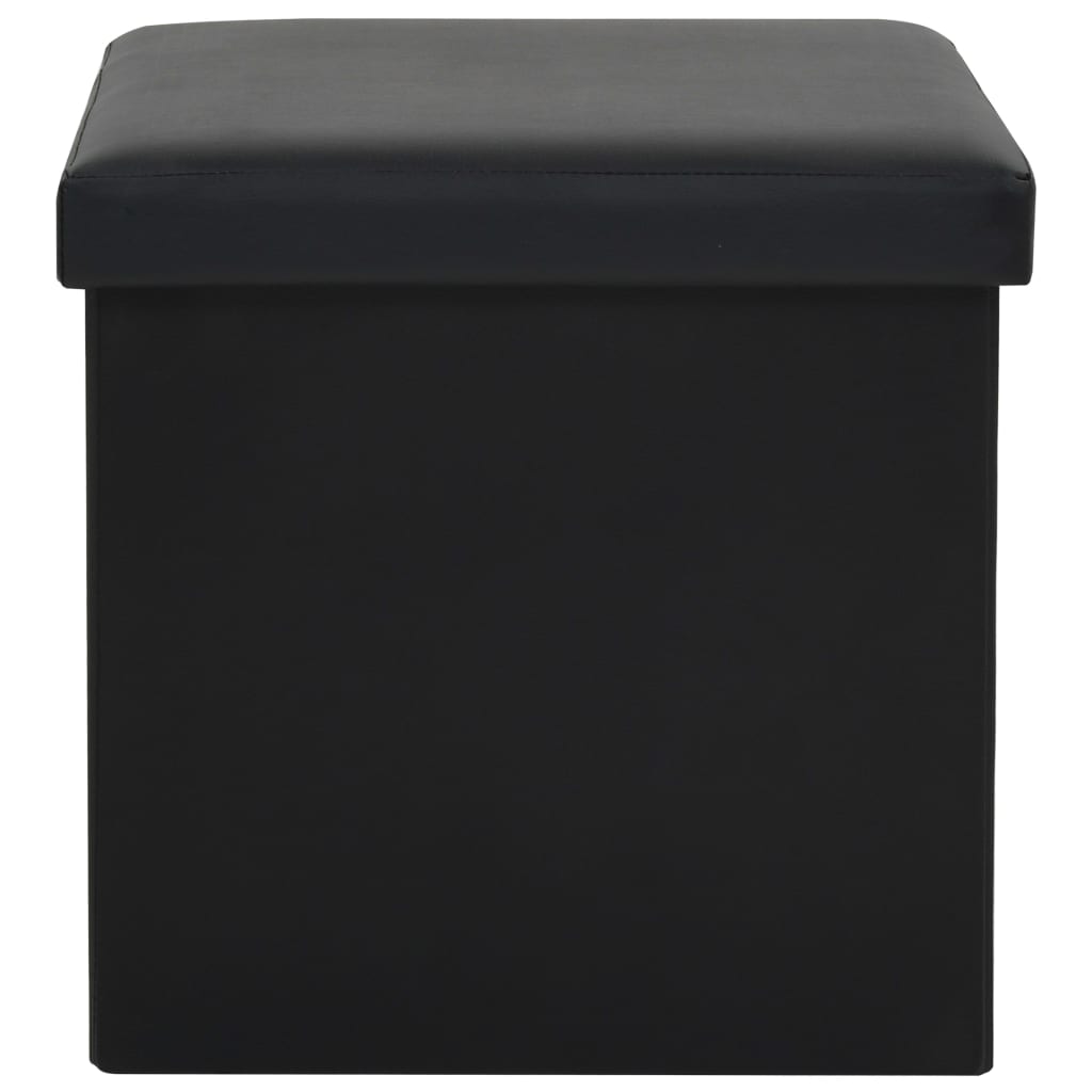 vidaXL Folding Storage Stool Black Faux Leather