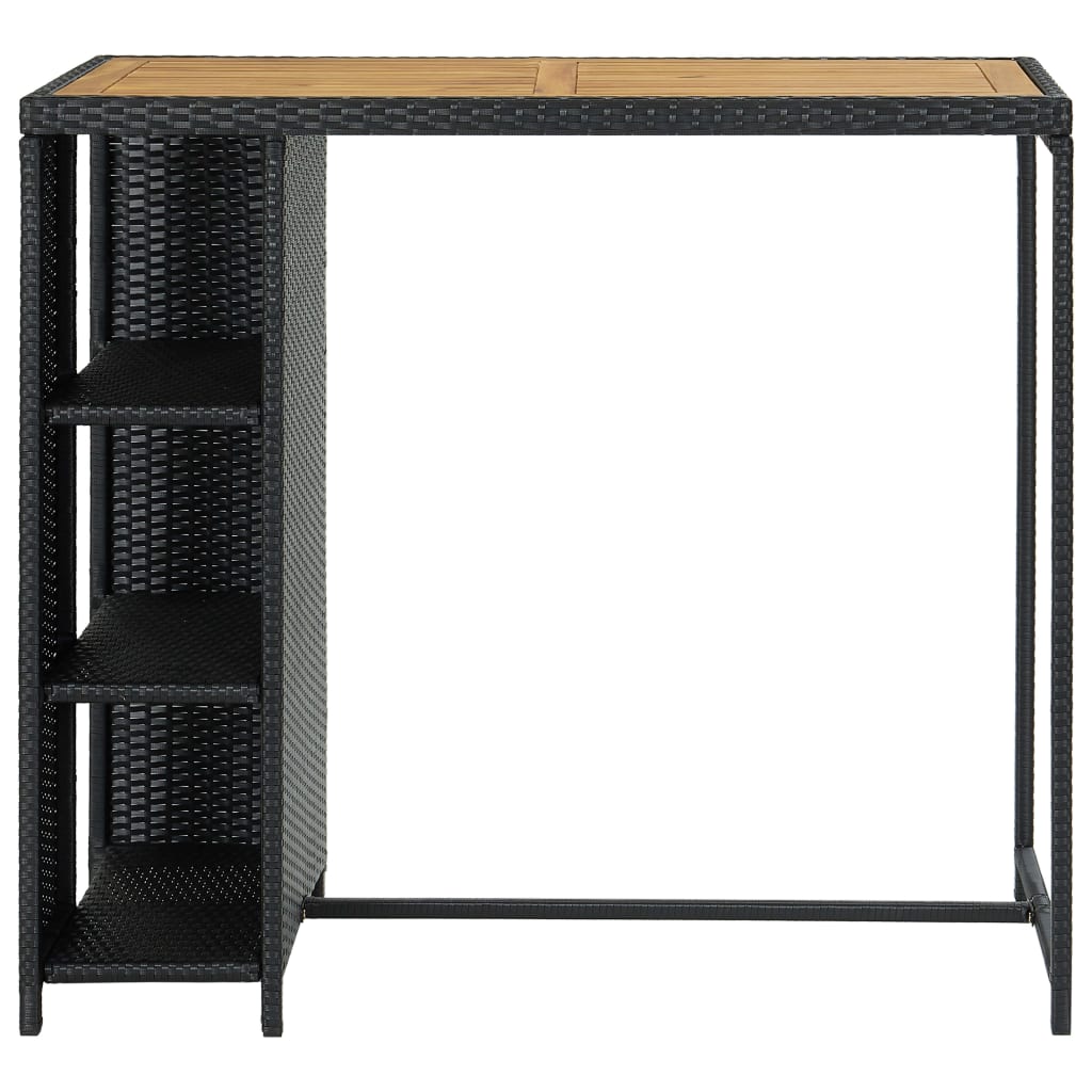 vidaXL Bar Table with Storage Rack Black 120x60x110 cm Poly Rattan