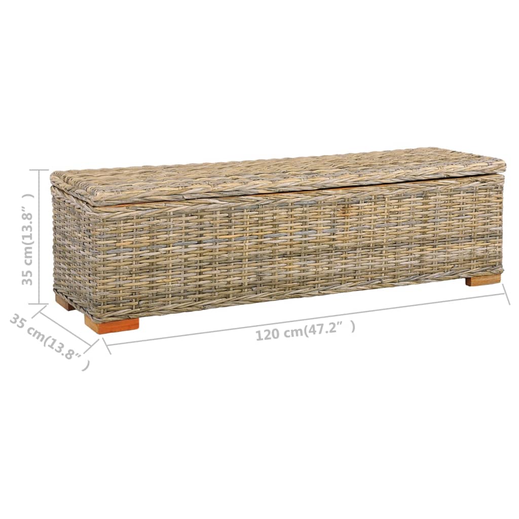 vidaXL Storage Box 120 cm Kubu Rattan and Solid Mango Wood