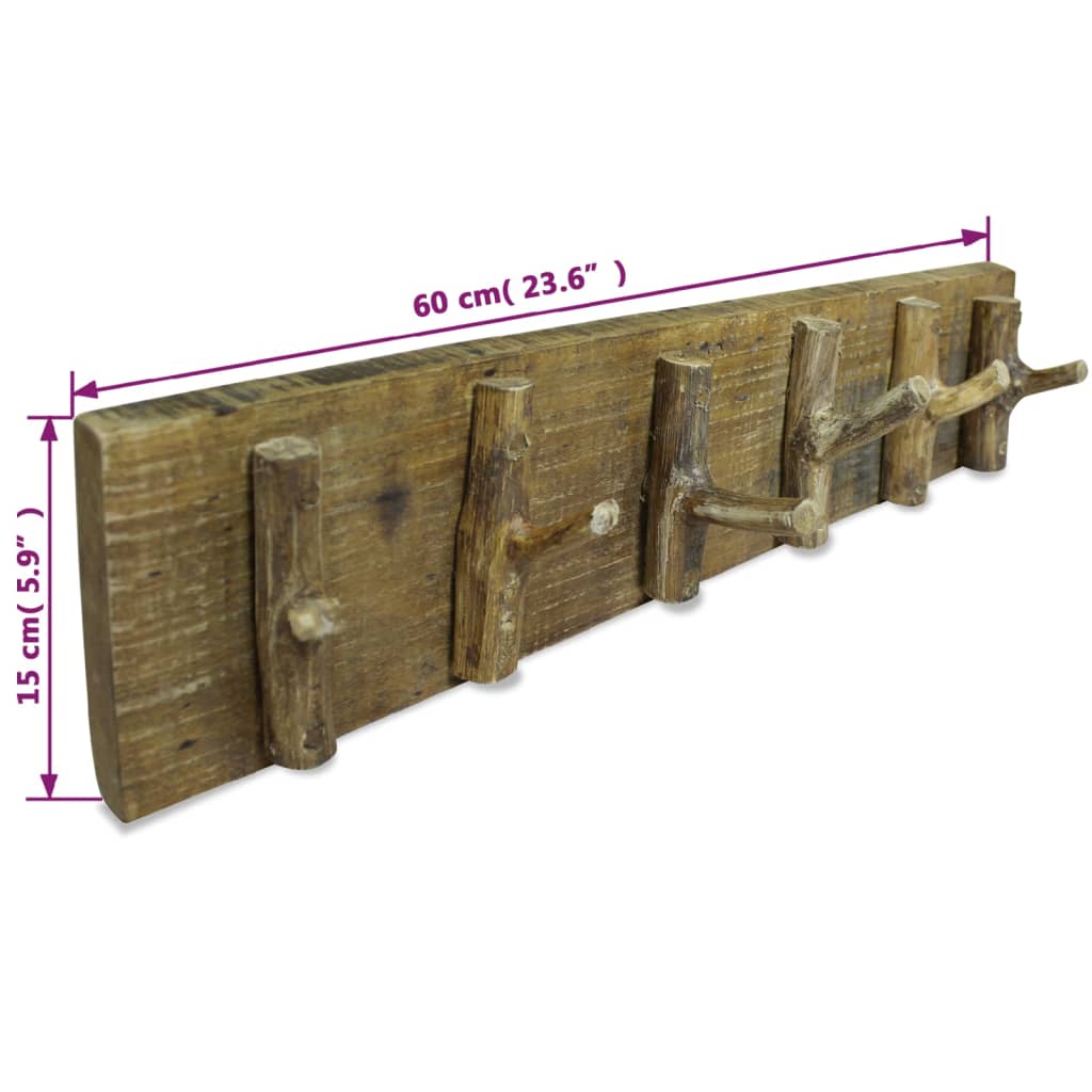 vidaXL Coat Rack Solid Reclaimed Wood 60x15 cm