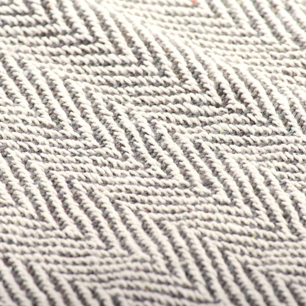 vidaXL Throw Cotton Herringbone 220x250 cm Grey
