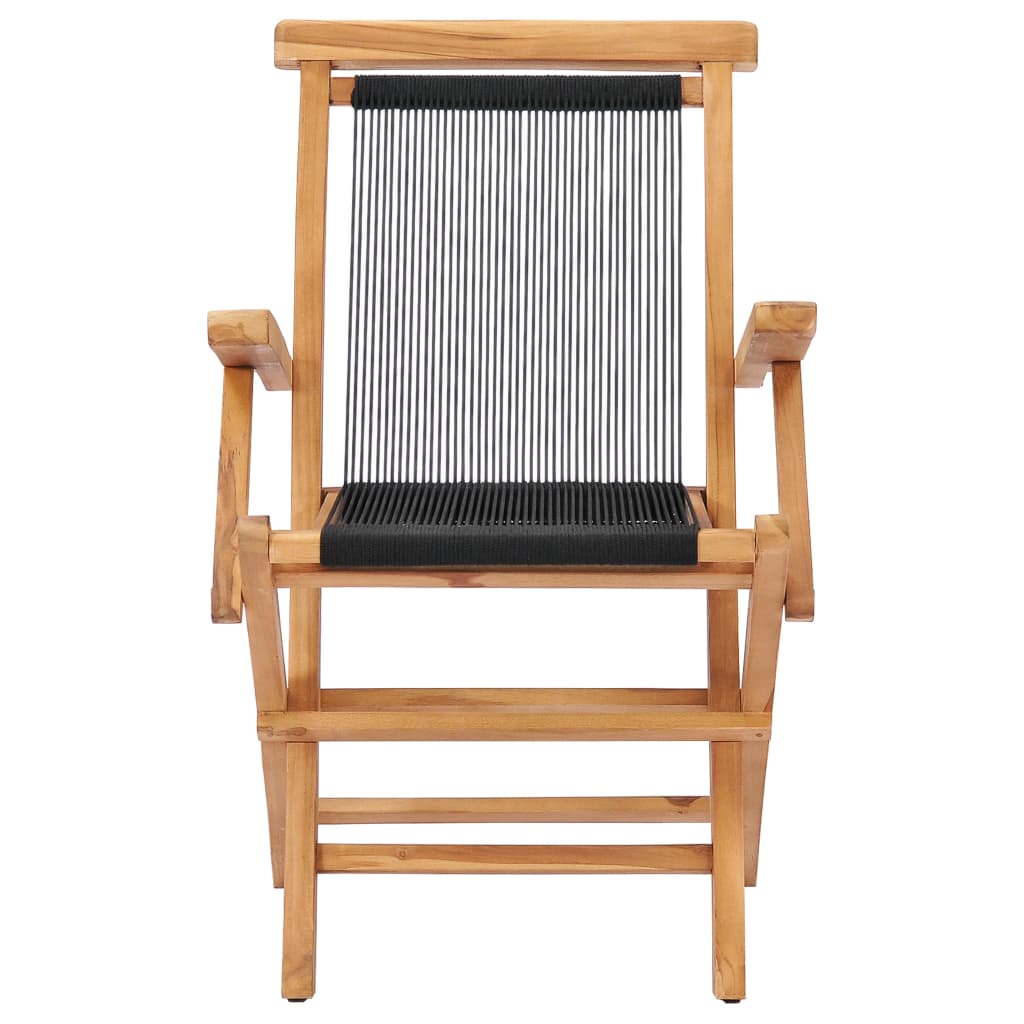 vidaXL Folding Garden Chairs 2 pcs Solid Teak Wood and Rope