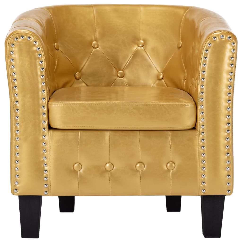 vidaXL Tub Chair Shiny Gold Faux Leather