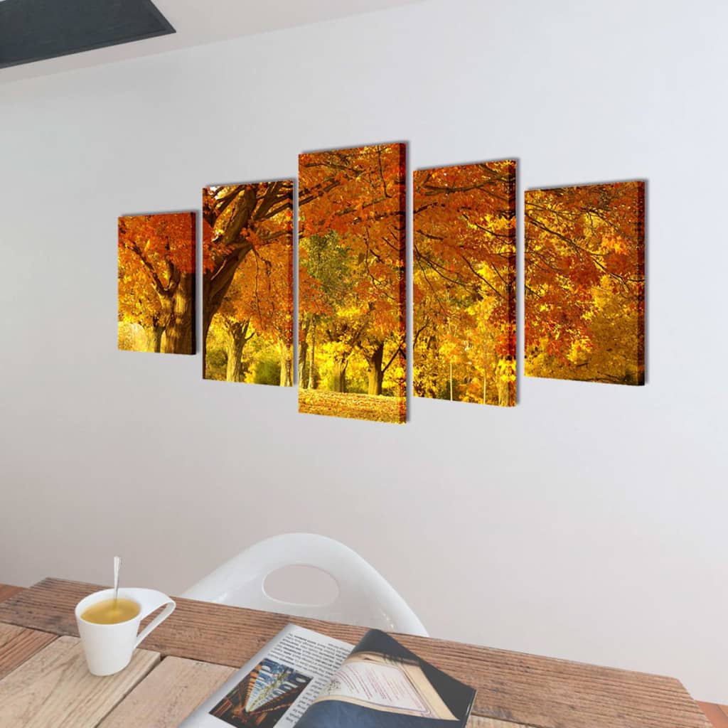 Canvas Wall Print Set Maple 100 x 50 cm