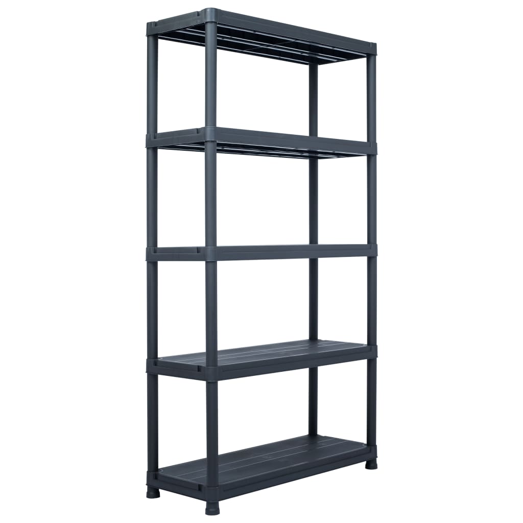vidaXL Storage Shelf Rack Black 200 kg 80x40x138 cm Plastic 