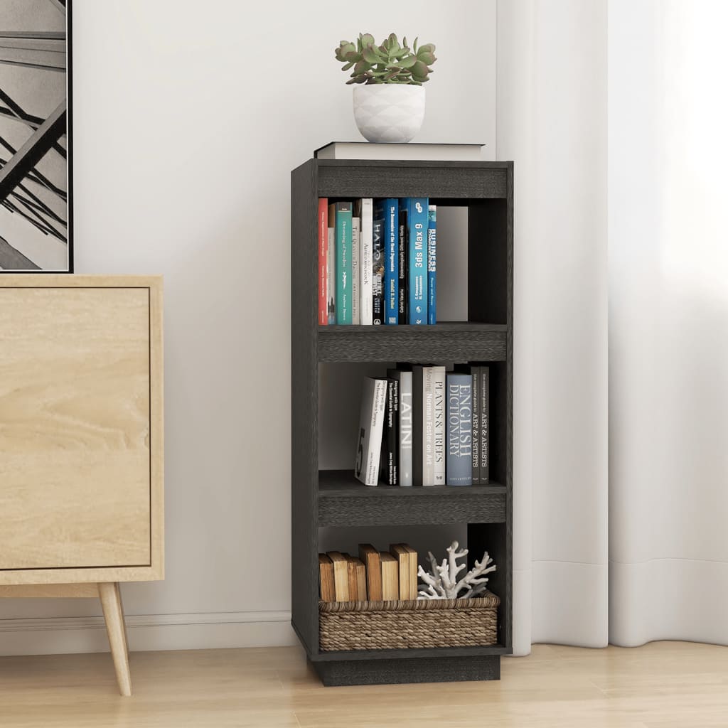 vidaXL Book Cabinet/Room Divider Grey 40x35x103 cm Solid Pinewood