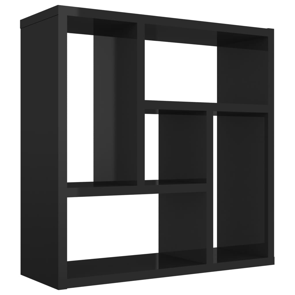 vidaXL Wall Shelf High Gloss Black 45.1x16x45.1 cm Engineered Wood