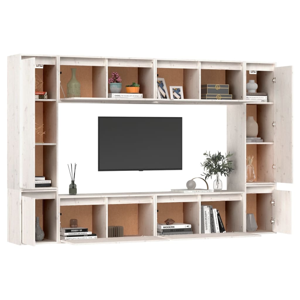 vidaXL TV Cabinets 8 pcs White Solid Wood Pine