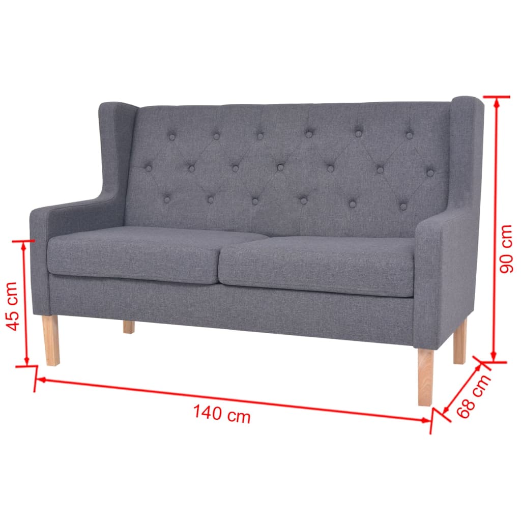 vidaXL 2-Seater Sofa Fabric Grey