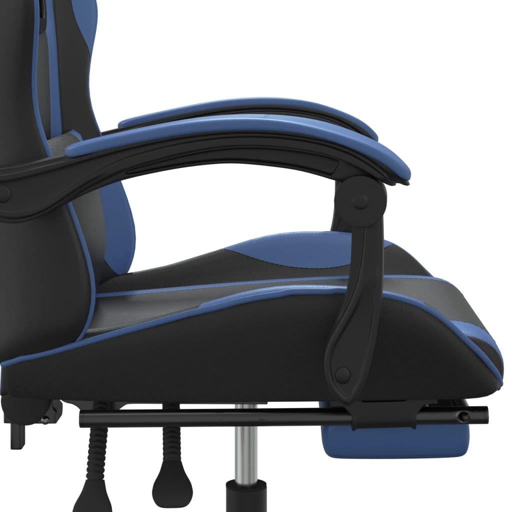 vidaXL Gaming Chair with Footrest Black and Blue Faux Leather