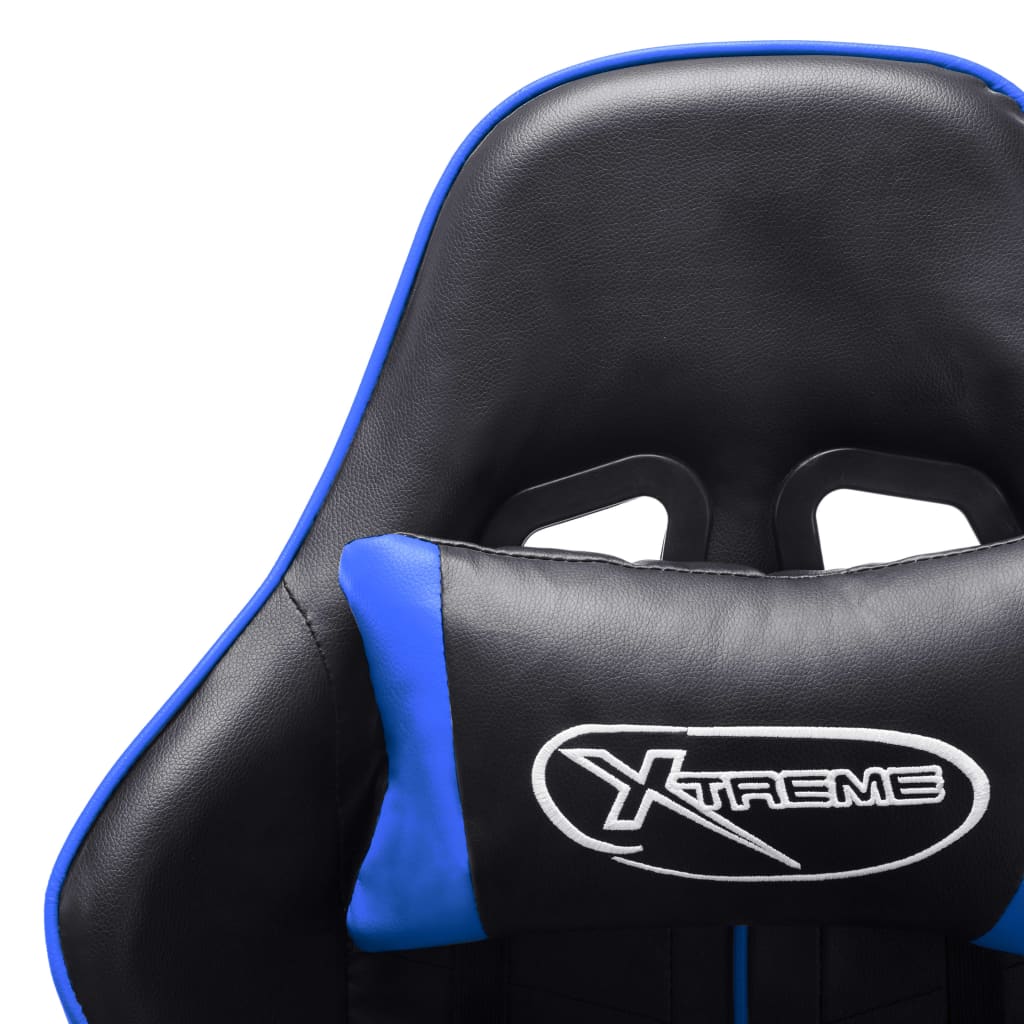 vidaXL Gaming Chair with Footrest Black and Blue Artificial Leather