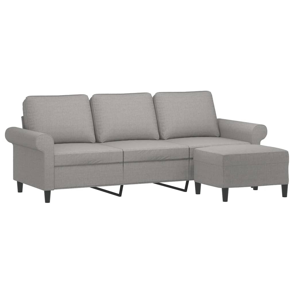 vidaXL 3-Seater Sofa with Footstool Light Grey 180 cm Fabric