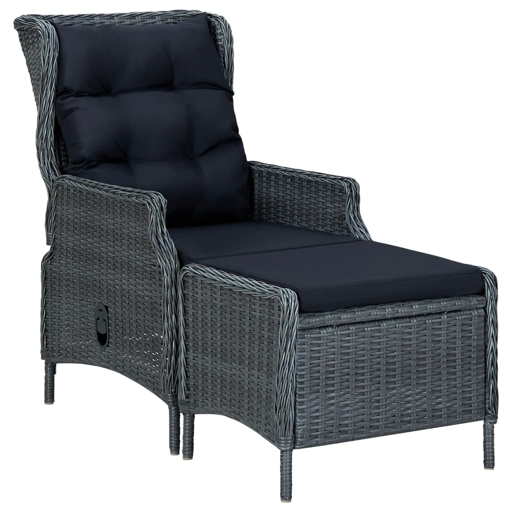 vidaXL 3 Piece Garden Lounge Set with Cushions Poly Rattan Dark Grey
