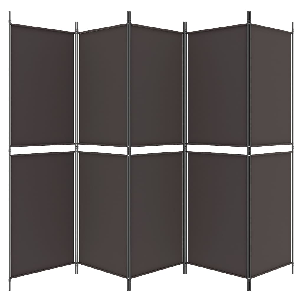 vidaXL 5-Panel Room Divider Brown 250x180 cm Fabric