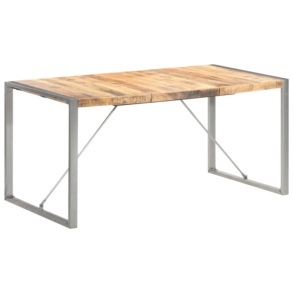 vidaXL Dining Table 160x80x75 cm Solid Rough Mango Wood