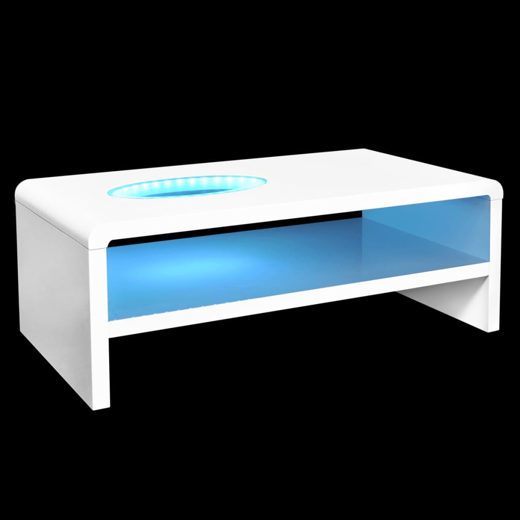 vidaXL Coffee Table with LED High Gloss White