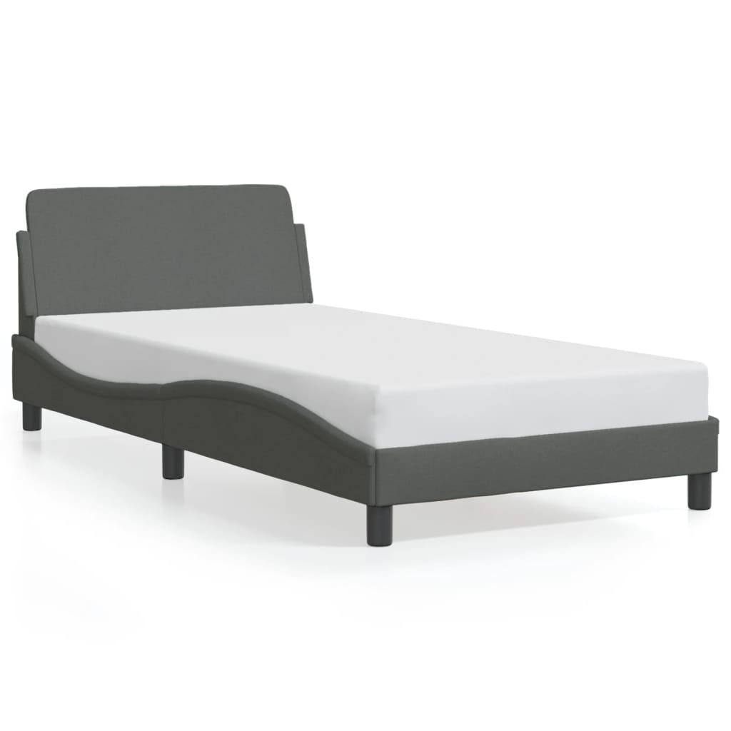 vidaXL Bed Frame with Headboard Dark Grey 107x203 cm Fabric