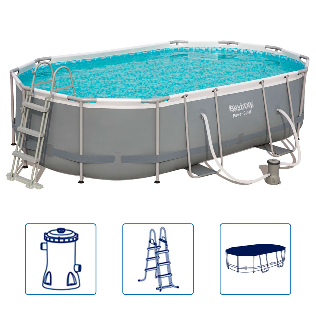 Bestway Power Steel Swimming Pool Set Oval 488x305x107 cm