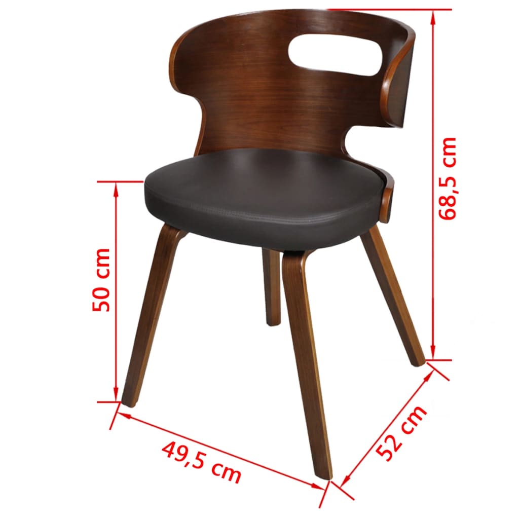 vidaXL Dining Chairs 4 pcs Brown Bent Wood and Faux Leather