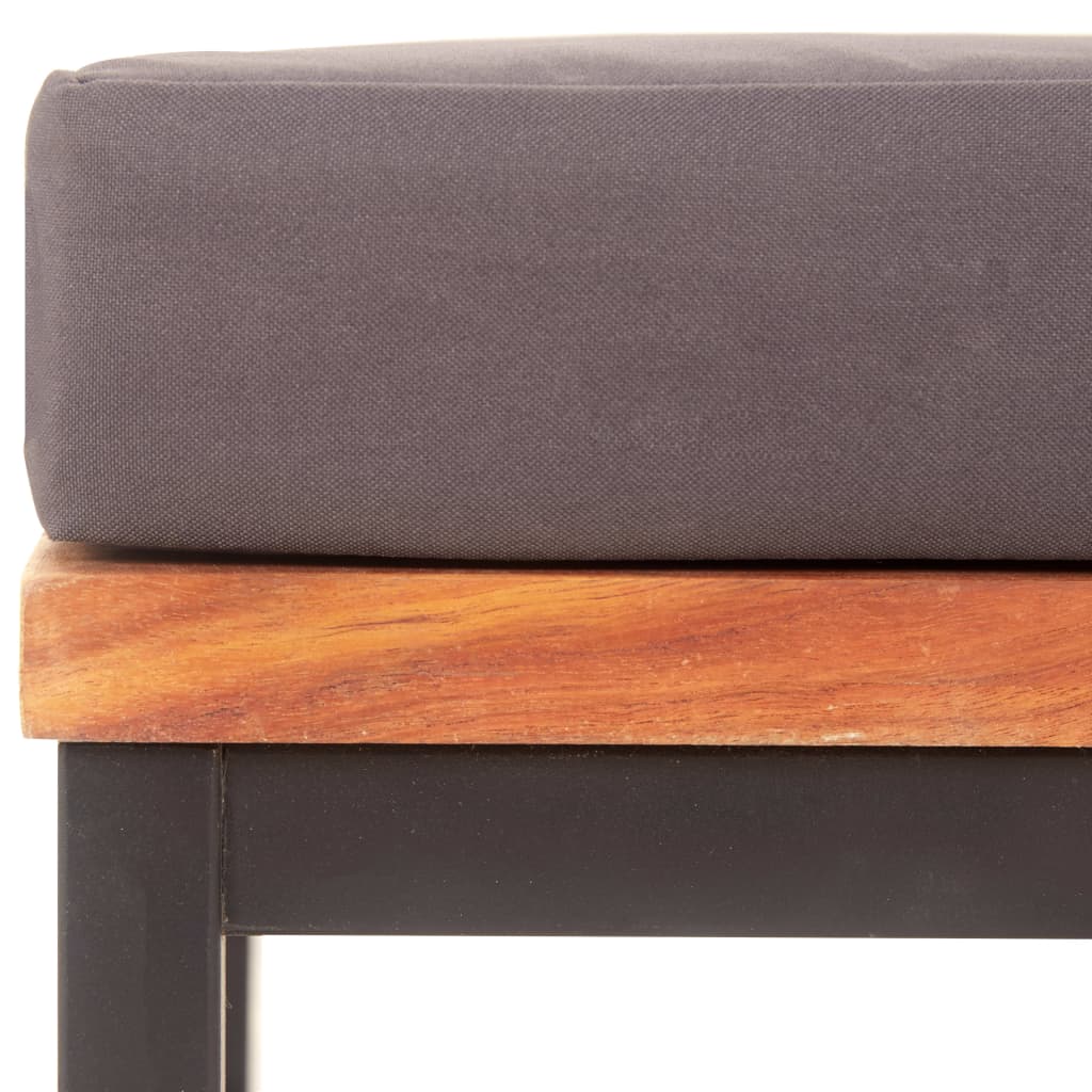 vidaXL Footrest with Cushion 66x66x36 cm Solid Acacia Wood Dark Grey