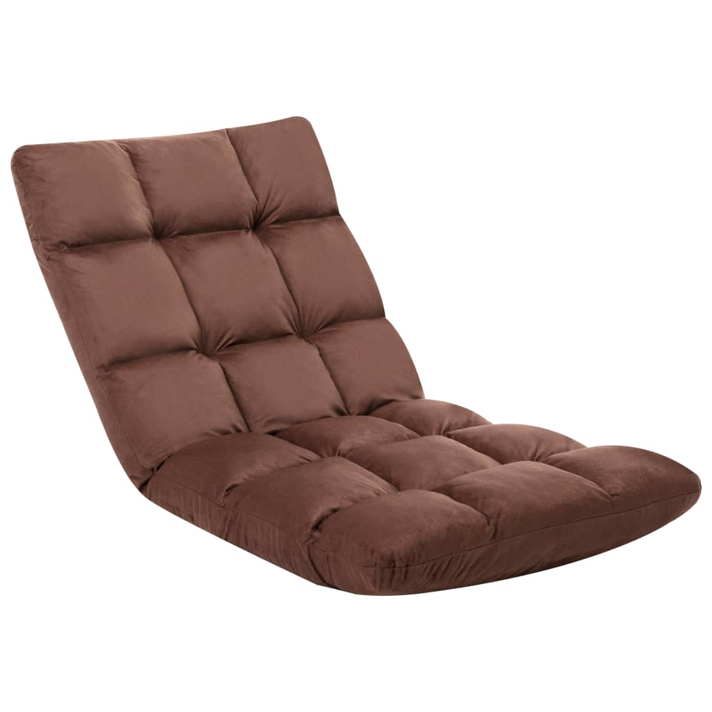 vidaXL Folding Floor Chair Brown Microfibre