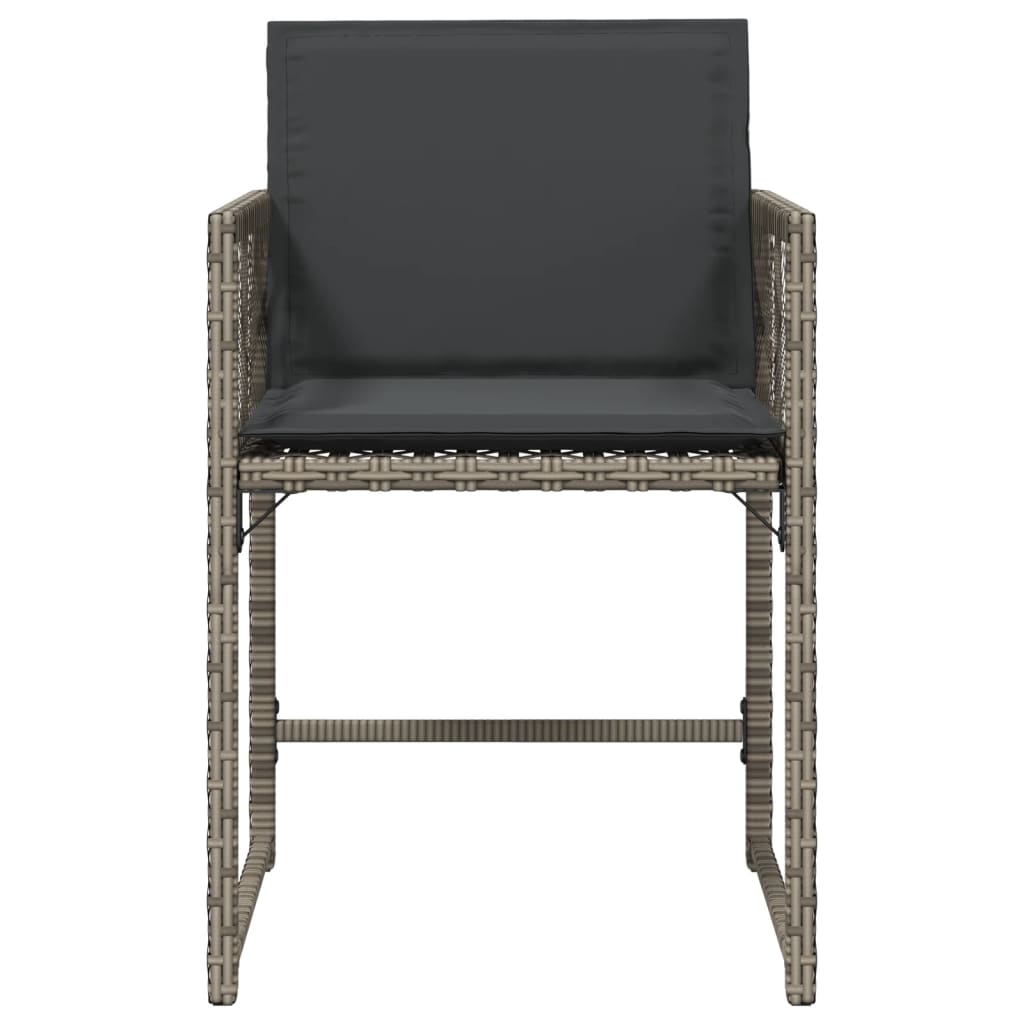 vidaXL Garden Chairs with Cushions 4 pcs Grey Poly Rattan
