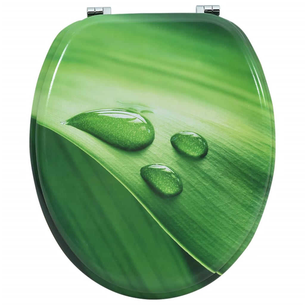 vidaXL WC Toilet Seat with Lid MDF Green Water Drop Design